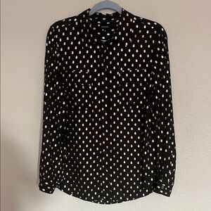 Who What Wear Black Shirt with Gold Dots